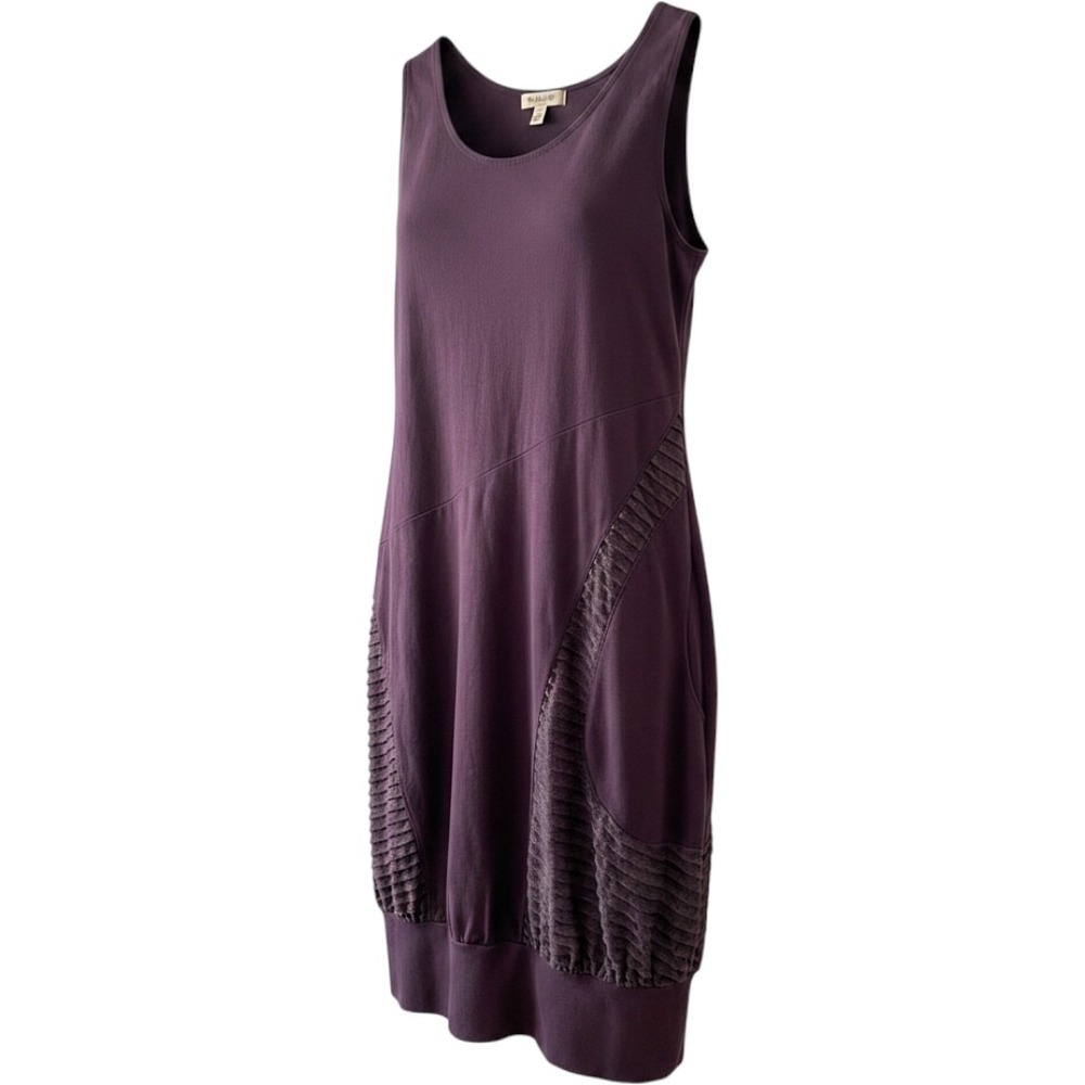 Chalet Midi Dress Plum Cocoon Sleeveless Textured Lagenlook Medium